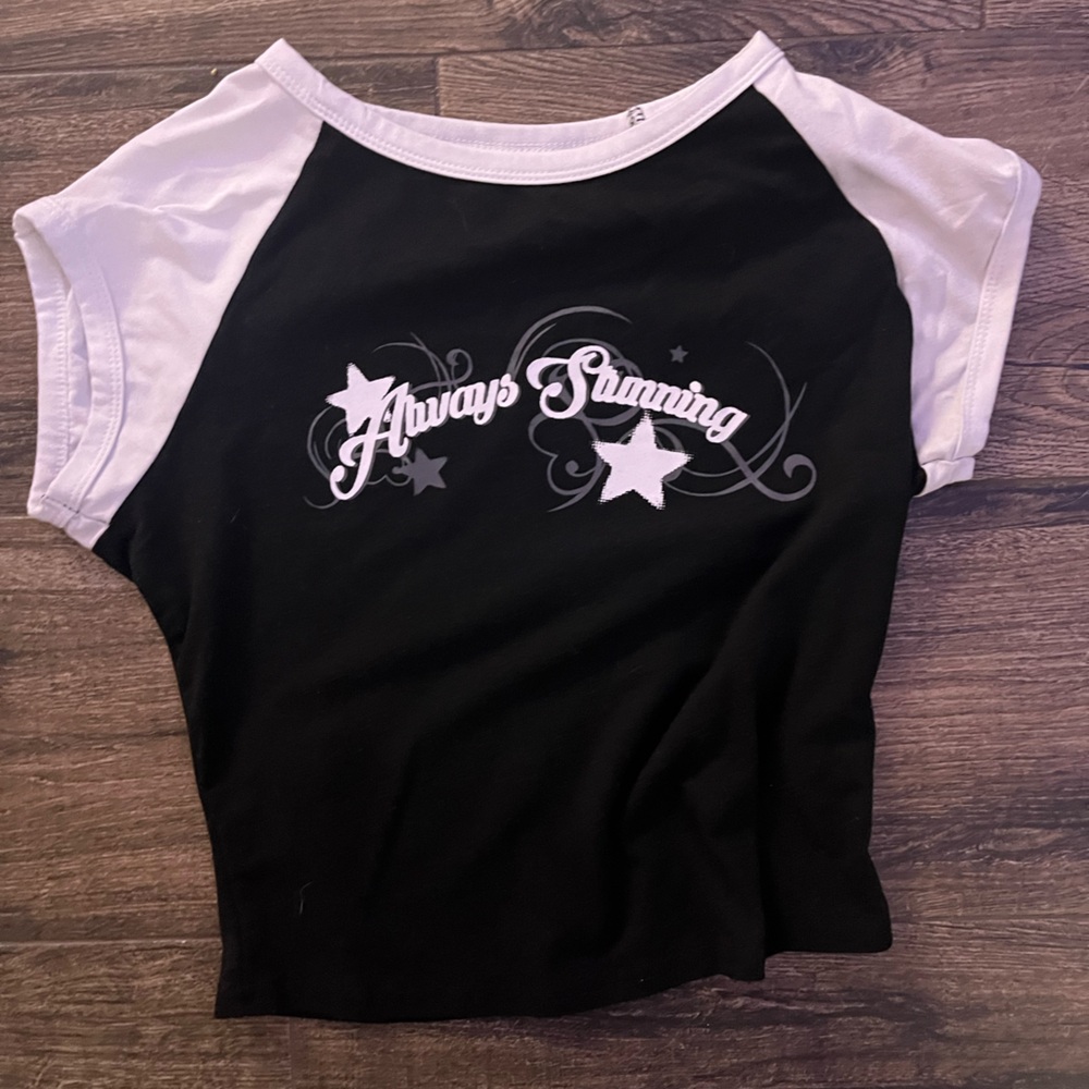 Y2K black and white crop top